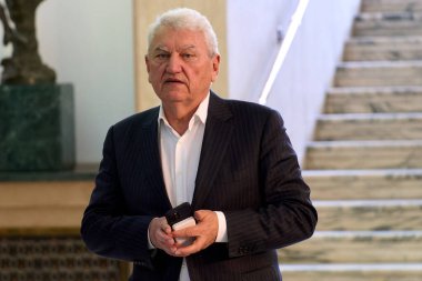 Bucharest, Romania. 16th Mar, 2026: Misu Negritoiu leaves after the signing ceremony of the agreement between the Government of Romania and the OECD on the privileges and immunities granted to the organization at Victoria Palace, the Romanian Governm