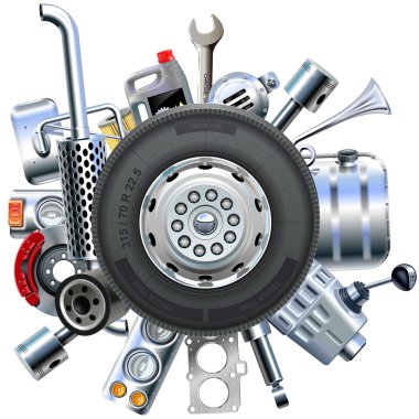 Vektör kamyon yedek parça kavramı