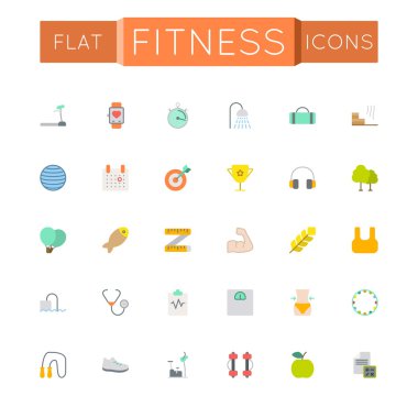 Vektör düz Fitness simgeler