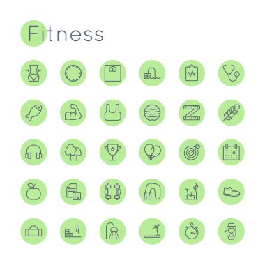 Vektör yuvarlak Fitness simgeler