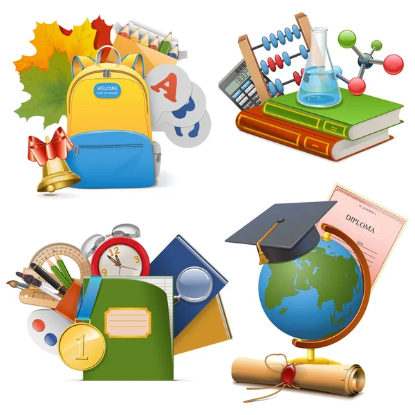 Vector School Concept Icons — Stock Vector