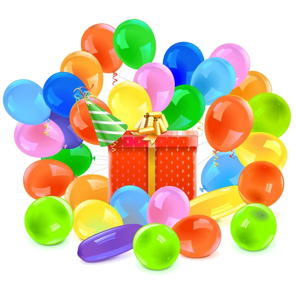 Cadeau vectoriel avec ballons — Image vectorielle