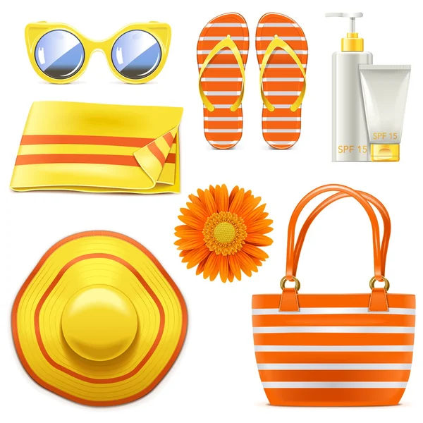 Vector Beach Accessories — Stock Vector