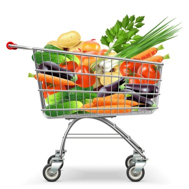 Sebze ile vektör süpermarket arabası