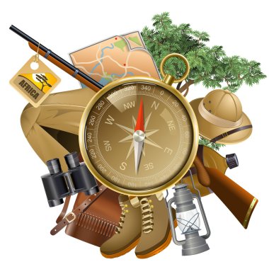 Vektör Safari kavramı pusula ile