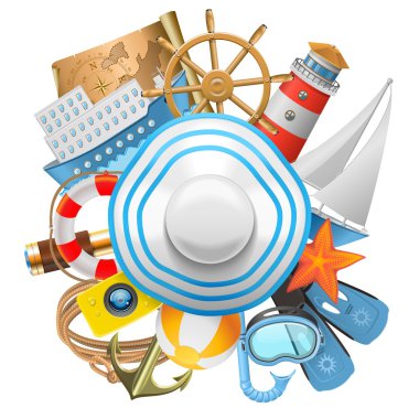 Vektör Cruise kavramı şapka ile