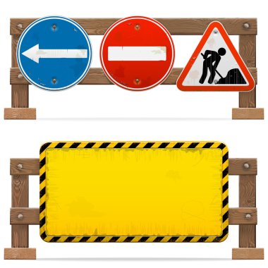 Vector Barriers with Road Signs clipart