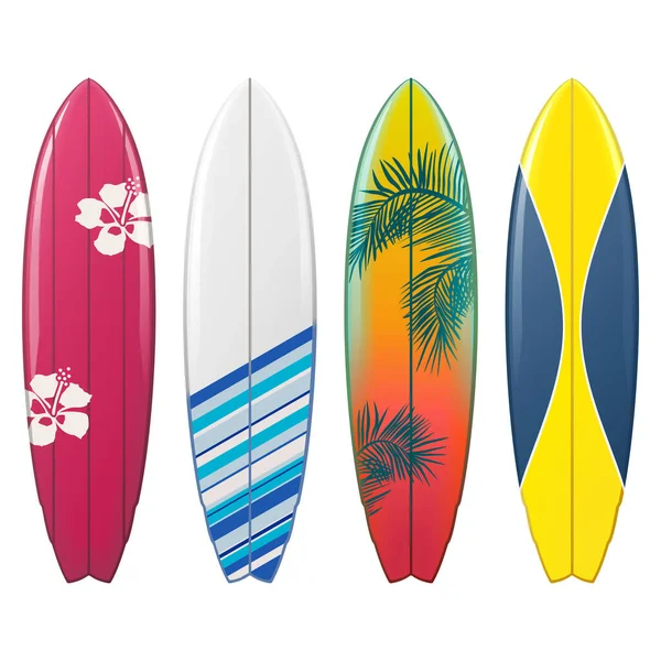 Conjunto Ícones Prancha Surf Vetorial Isolado Fundo Branco — Vetor de Stock