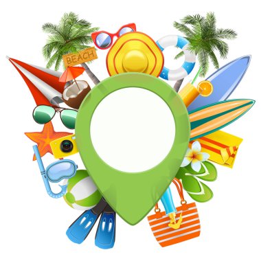 Seçme Noktası beyaz arkaplanda izole edilmiş Vector Beach Concept