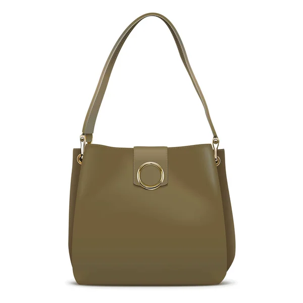 Sac Main Vector Khaki Femme Isolé Sur Fond Blanc — Image vectorielle