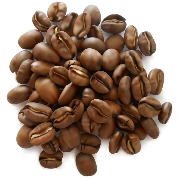 Vector Roasted Coffee Beans Diisolasi Dengan Latar Belakang Putih - Stok Vektor