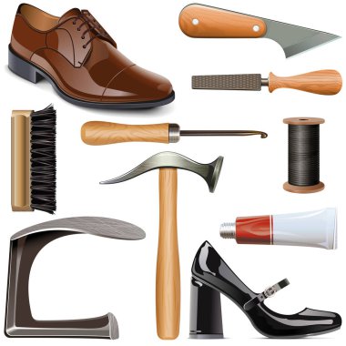 Vektör Shoemaker Araçları Beyaz arkaplanda izole edildi
