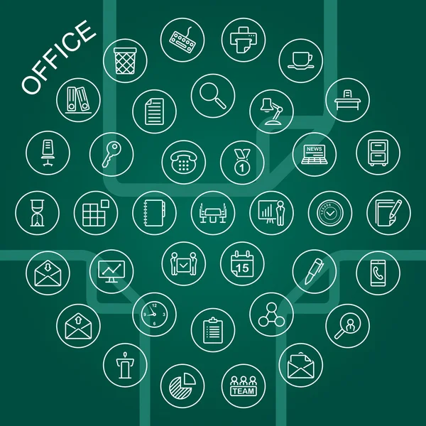 Iconos de línea vectorial - Oficina — Vector de stock