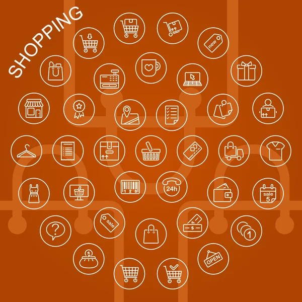 Icone della linea vettoriale - Shopping — Vettoriale Stock