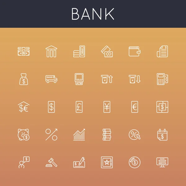 Vector Bank Line iconos — Archivo Imágenes Vectoriales