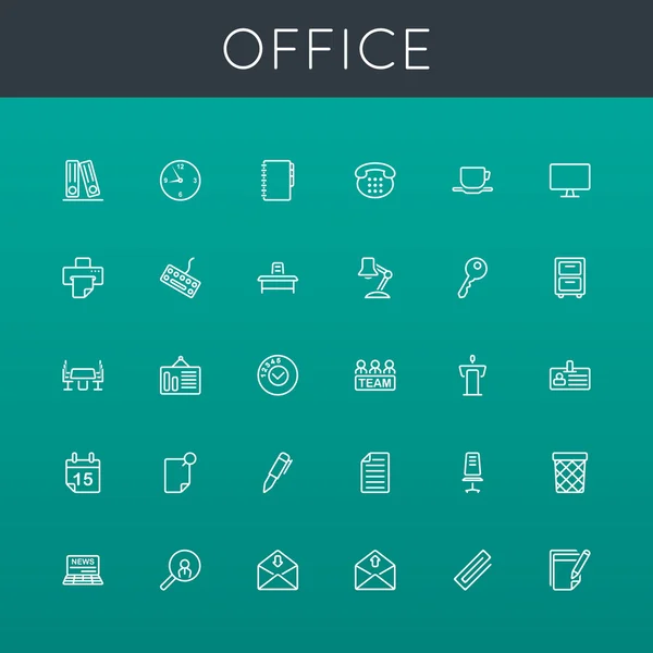 Vector Office Line Icons — Stock Vector