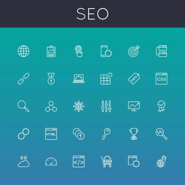 Ícones de linha Vector SEO —  Vetores de Stock