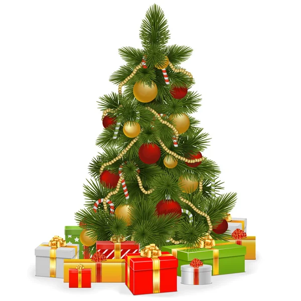 Vektor karácsonyfa, ajándékok — Stock Vector