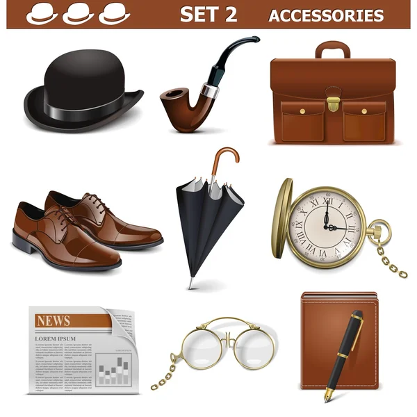 Conjunto de accesorios masculinos vectoriales 2 — Vector de stock