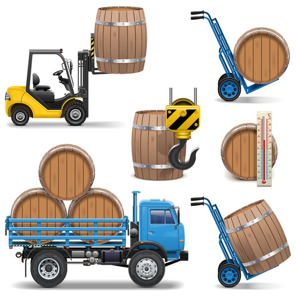 Vector Barrels Shipping Icons