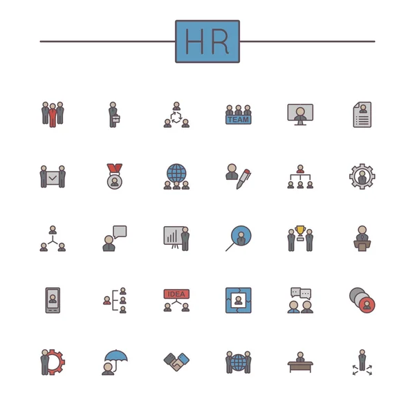 Vetor colorido ícones de linha HR — Vetor de Stock