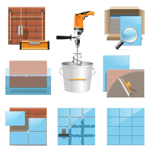 Vector colocación de azulejos iconos — Vector de stock