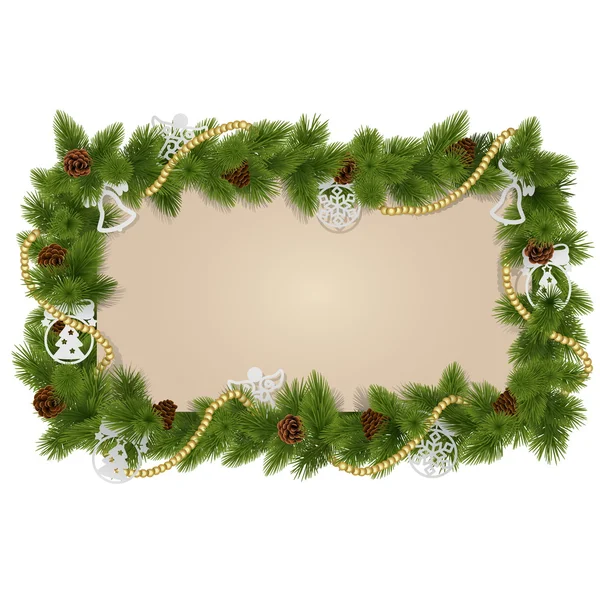 Vector Fir Frame met decoraties — Stockvector