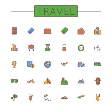Renkli seyahat hattı simgeler vektör
