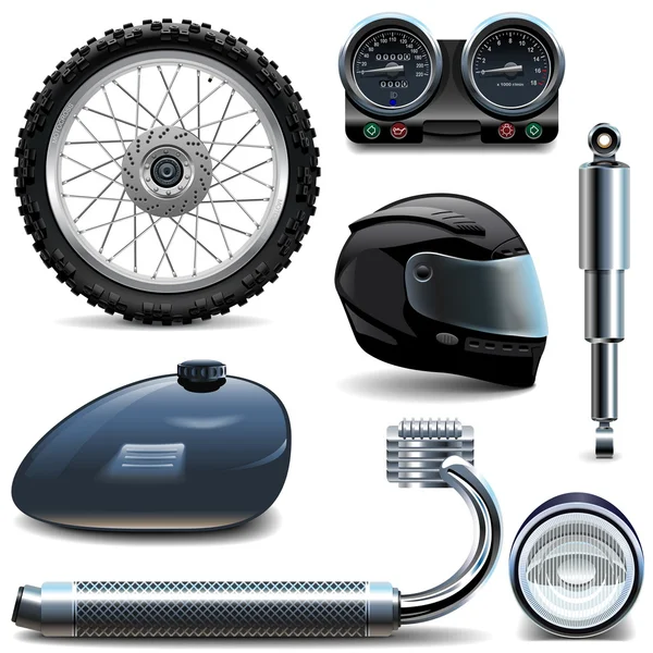 Vector Motorcycle Spares Icons — Stock Vector