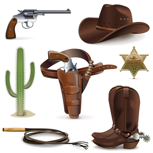 Vector Cowboy Iconos — Archivo Imágenes Vectoriales