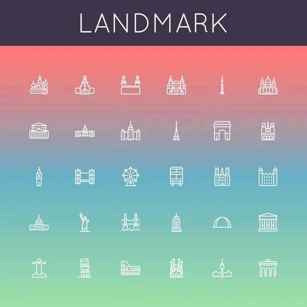 ベクトル ランドマーク ライン アイコン — ストックベクタ