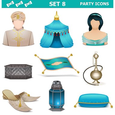 8 vektör parti Icons Set