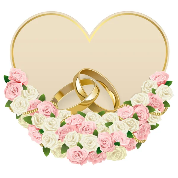 Tarjeta de boda vectorial con anillos — Vector de stock