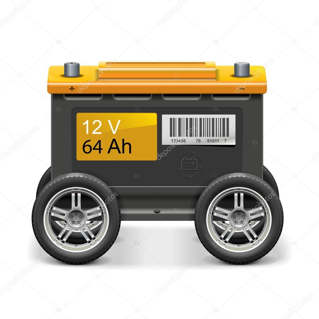 Vector Car Battery on Wheels