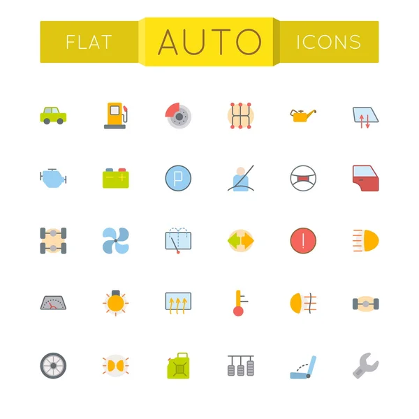 Vector Flat Auto Icons — Stock Vector