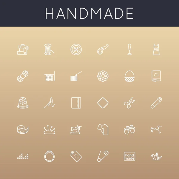 Vector Handmade Line Icons — Stock Vector