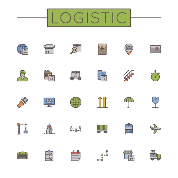 Vektor-färgad logistiska linje ikoner — Stock vektor