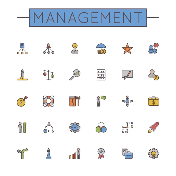 Vector Colored Management Line Icons — Stock Vector