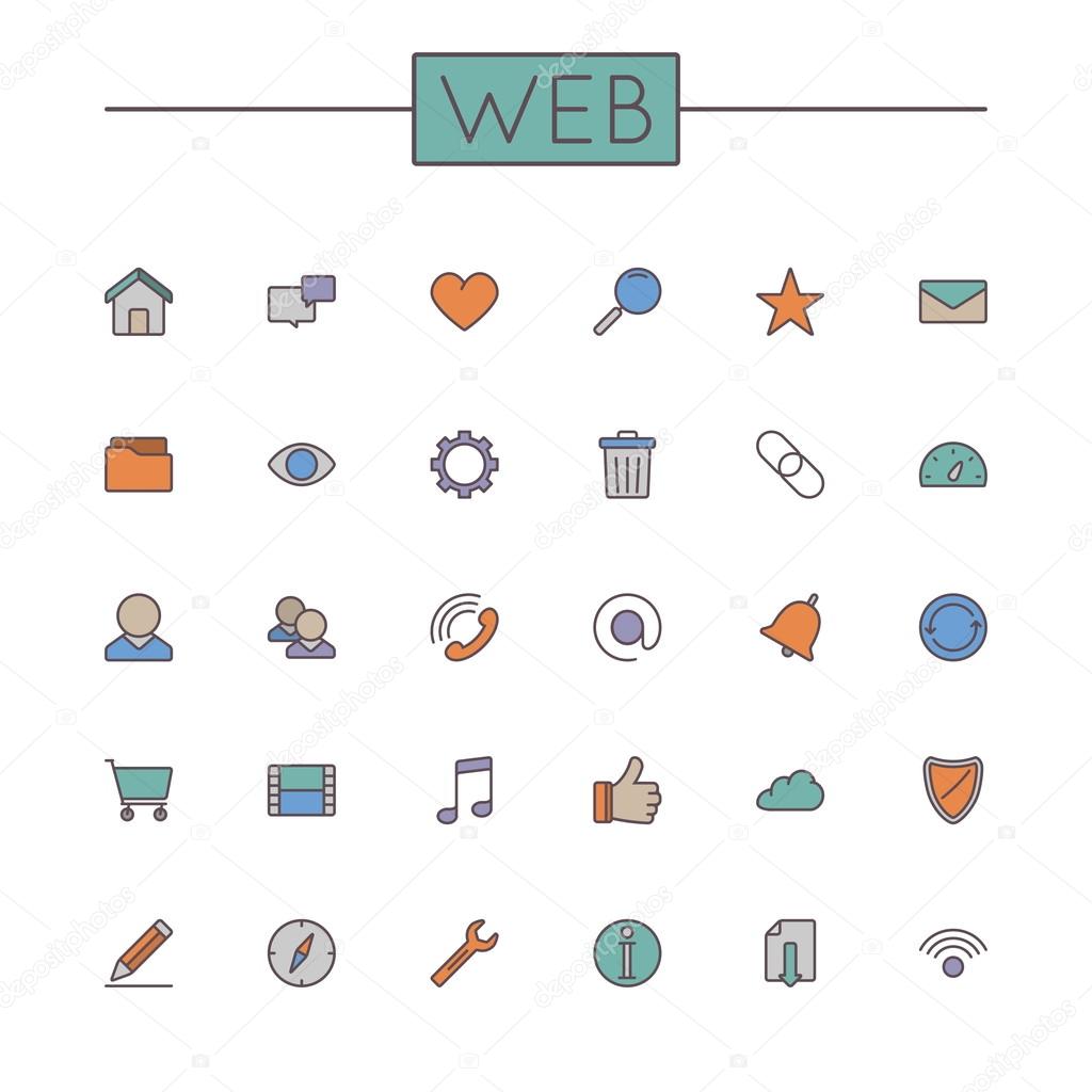 Vector Colored Web Line Icons