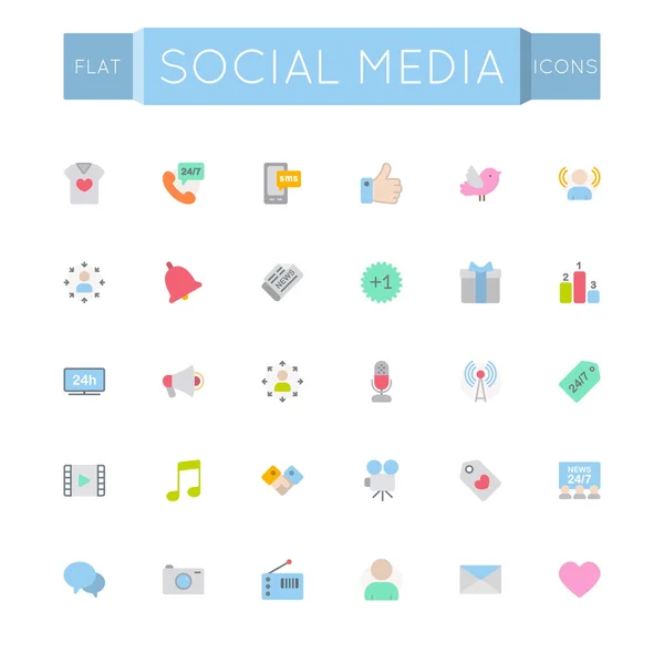 Vettoriale piatto icone di social media — Vettoriale Stock
