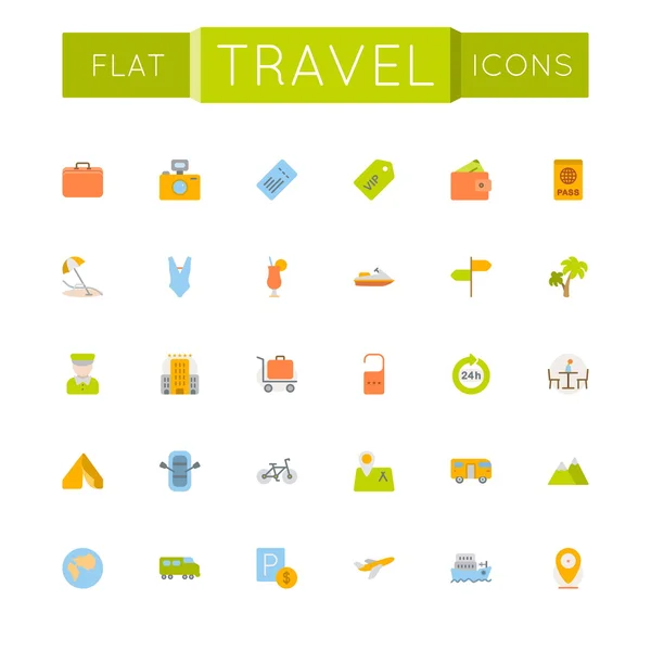 Vector Flat Travel Icons — Stock Vector