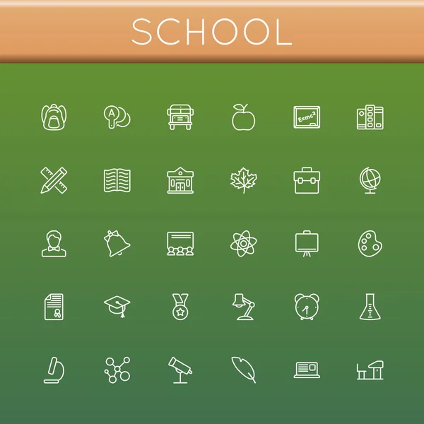 Vector School Line Icons — Stock Vector