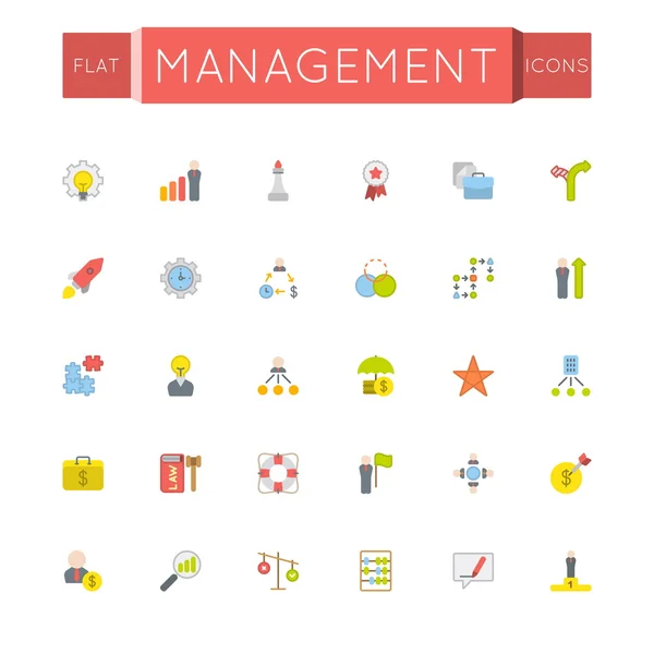 Vector Flat Management Icons — Stock Vector