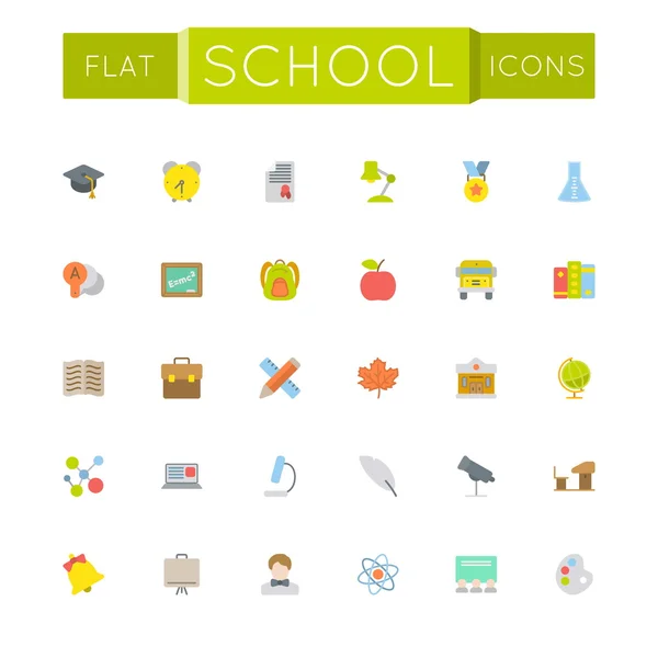 Vector Flat School Icons — Stock Vector