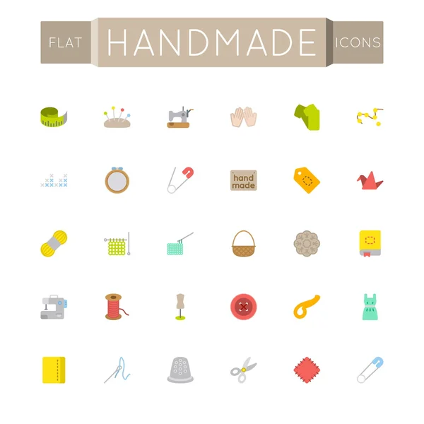 Vector Flat Handmade Icons — Stock Vector