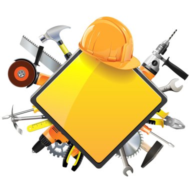 Vector Construction Sign with Tools clipart