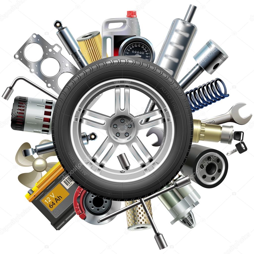 Vector Car Spares Concept with Wheel