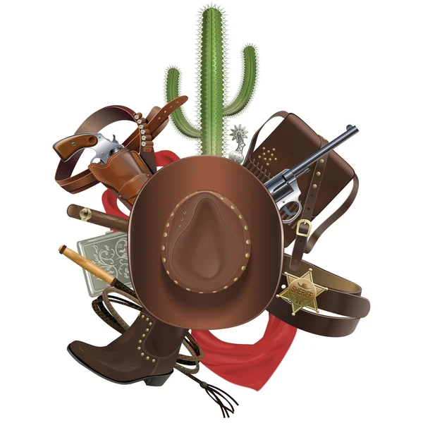 Conceito de Vetor Cowboy com Chapéu —  Vetores de Stock