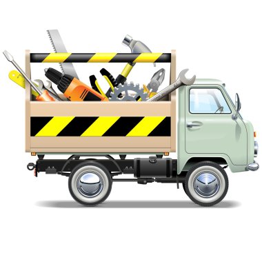 Toolbox ile vektör Retro kamyon