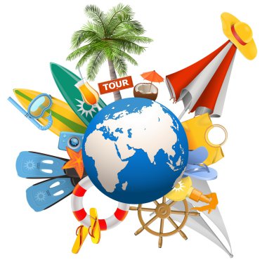 Vektör Beach kavramı küre ile